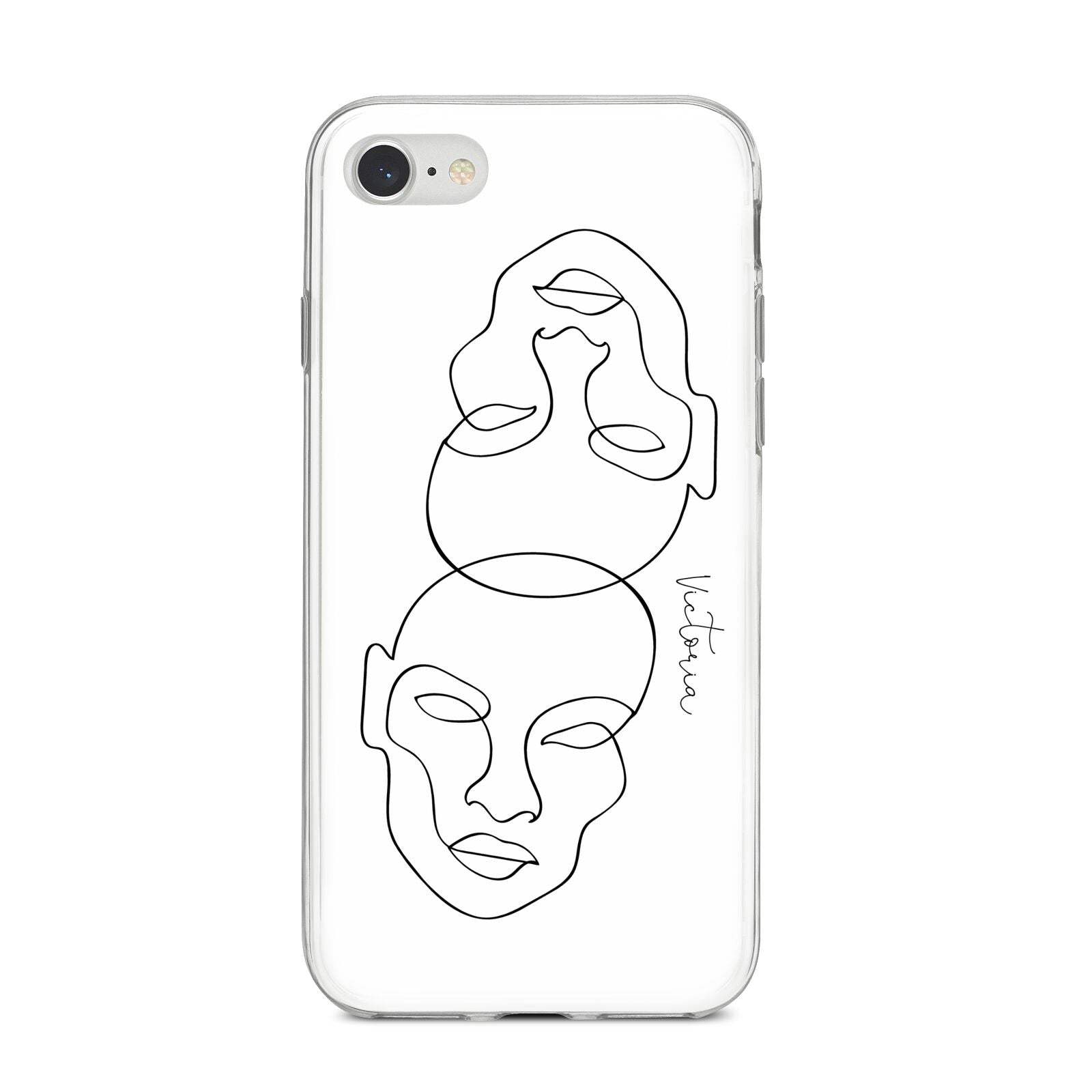 Personalised White Line Art iPhone 8 Bumper Case on Silver iPhone