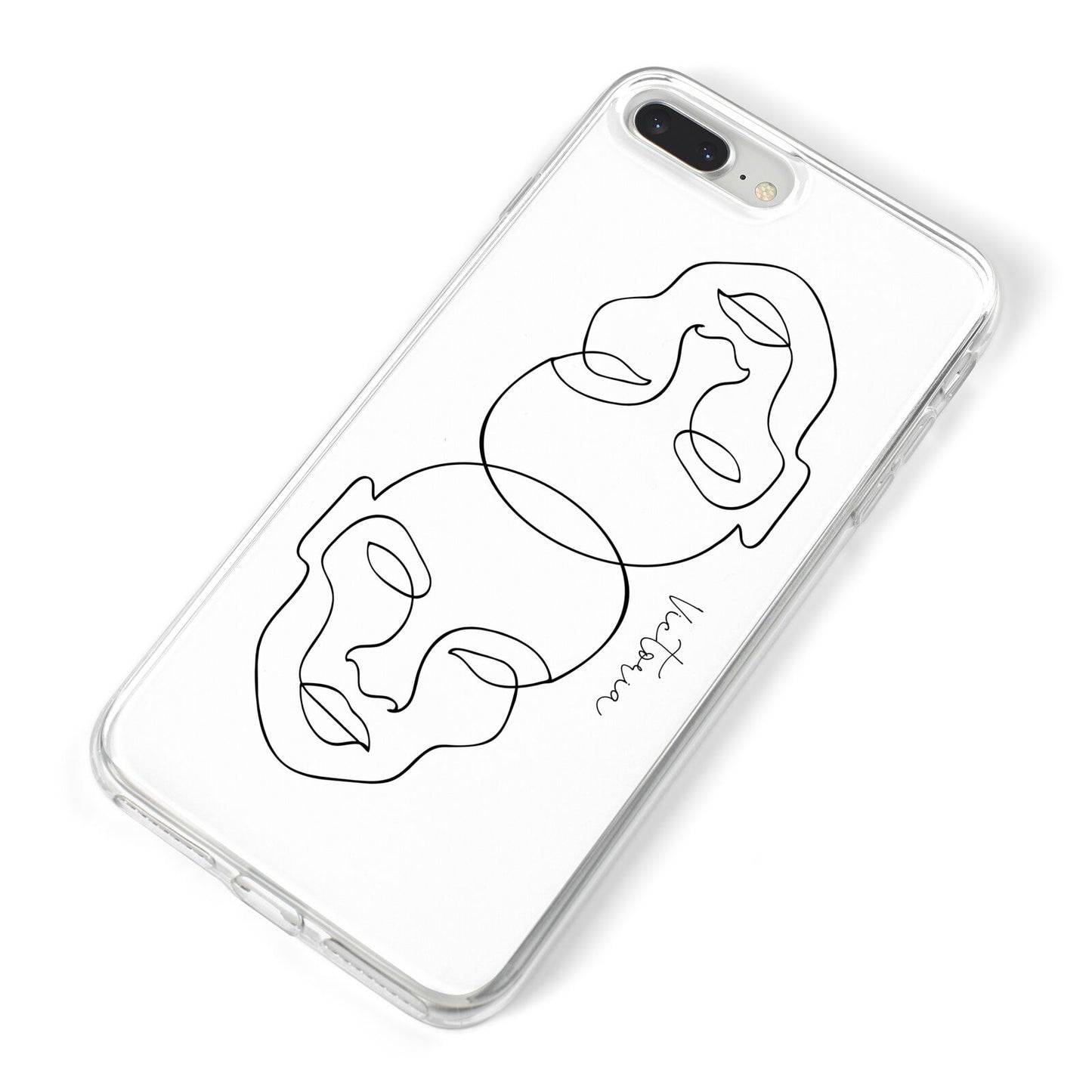 Personalised White Line Art iPhone 8 Plus Bumper Case on Silver iPhone Alternative Image