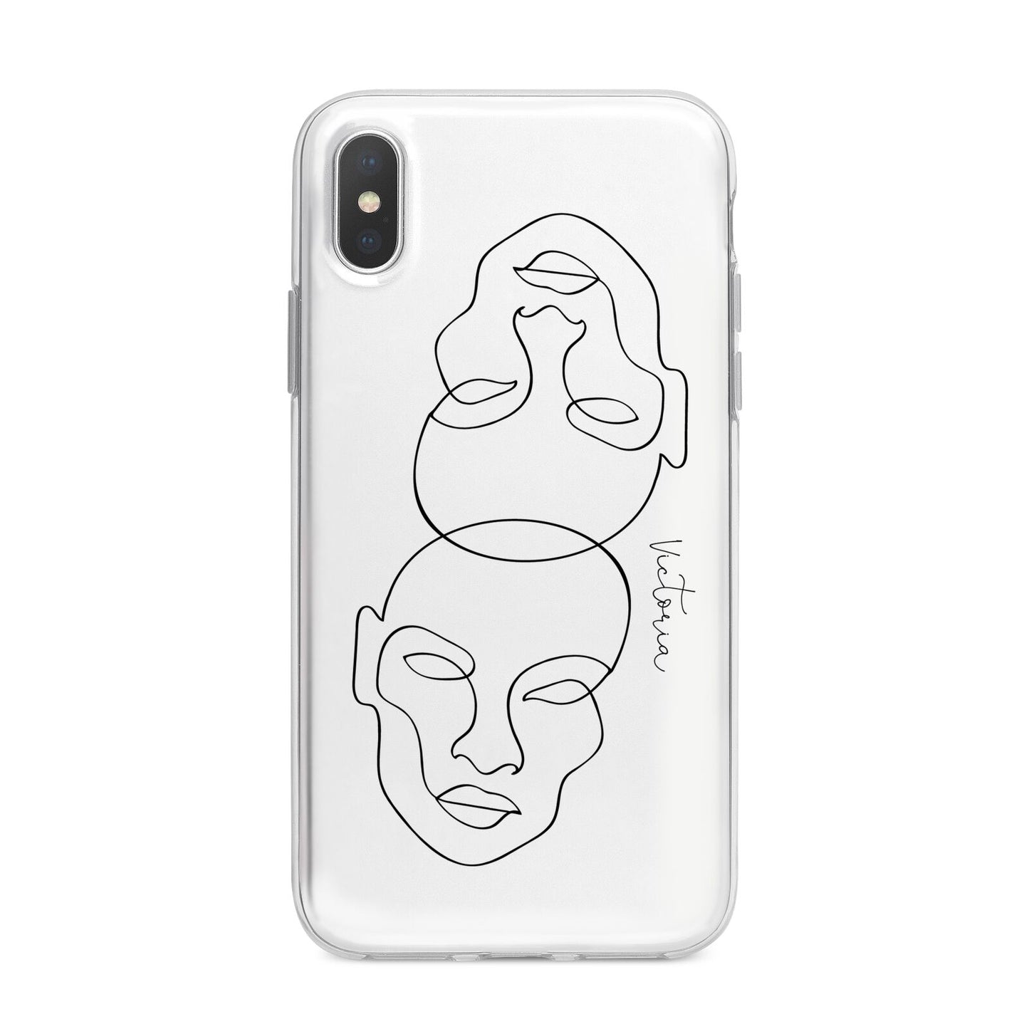 Personalised White Line Art iPhone X Bumper Case on Silver iPhone Alternative Image 1