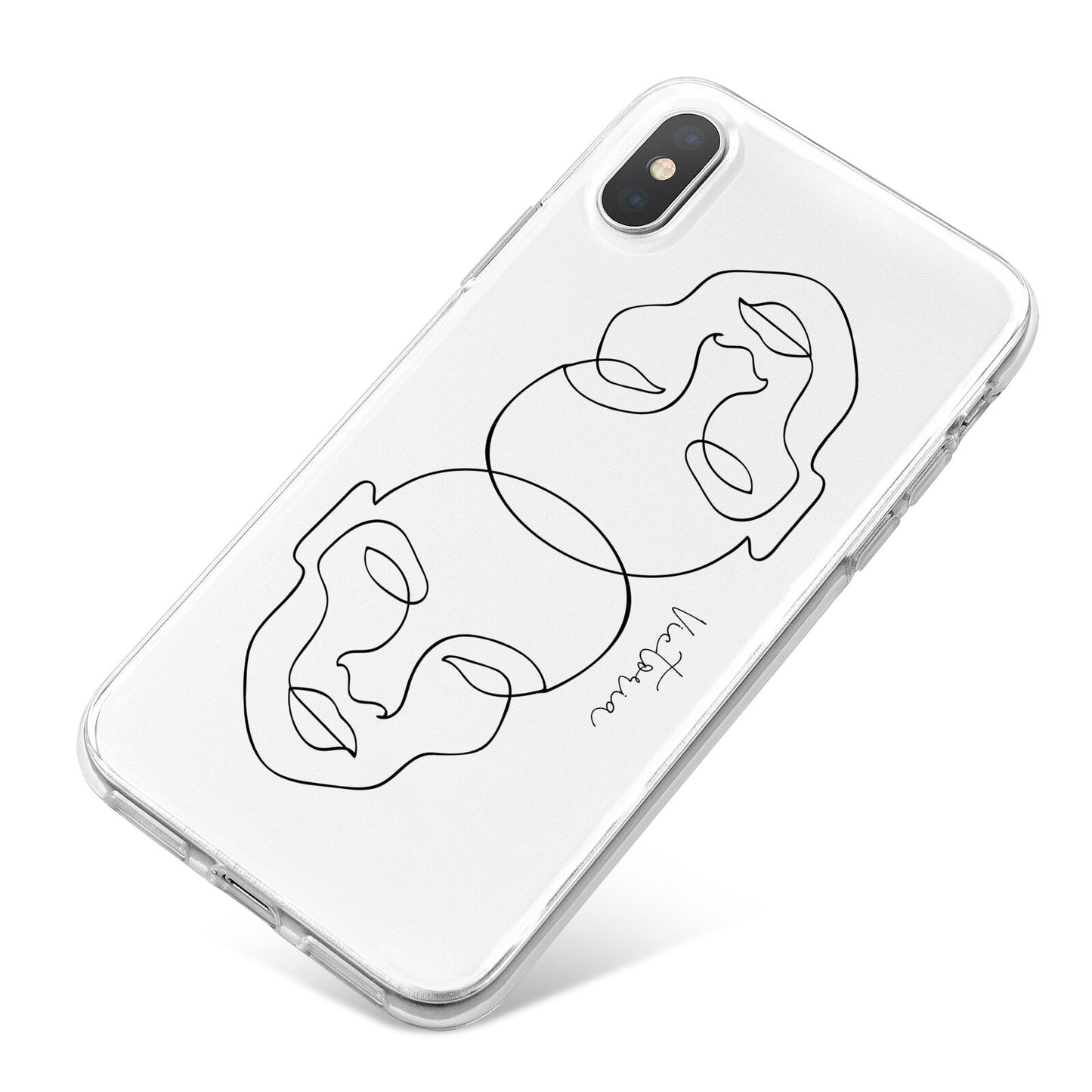 Personalised White Line Art iPhone X Bumper Case on Silver iPhone