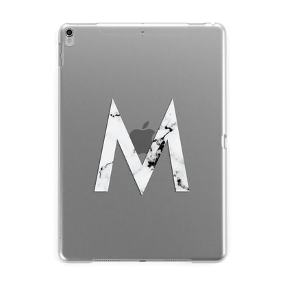 Personalised White Marble Initial Clear Custom Apple iPad Silver Case
