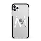 Personalised White Marble Initial Clear Custom Apple iPhone 11 Pro Max in Silver with Black Impact Case