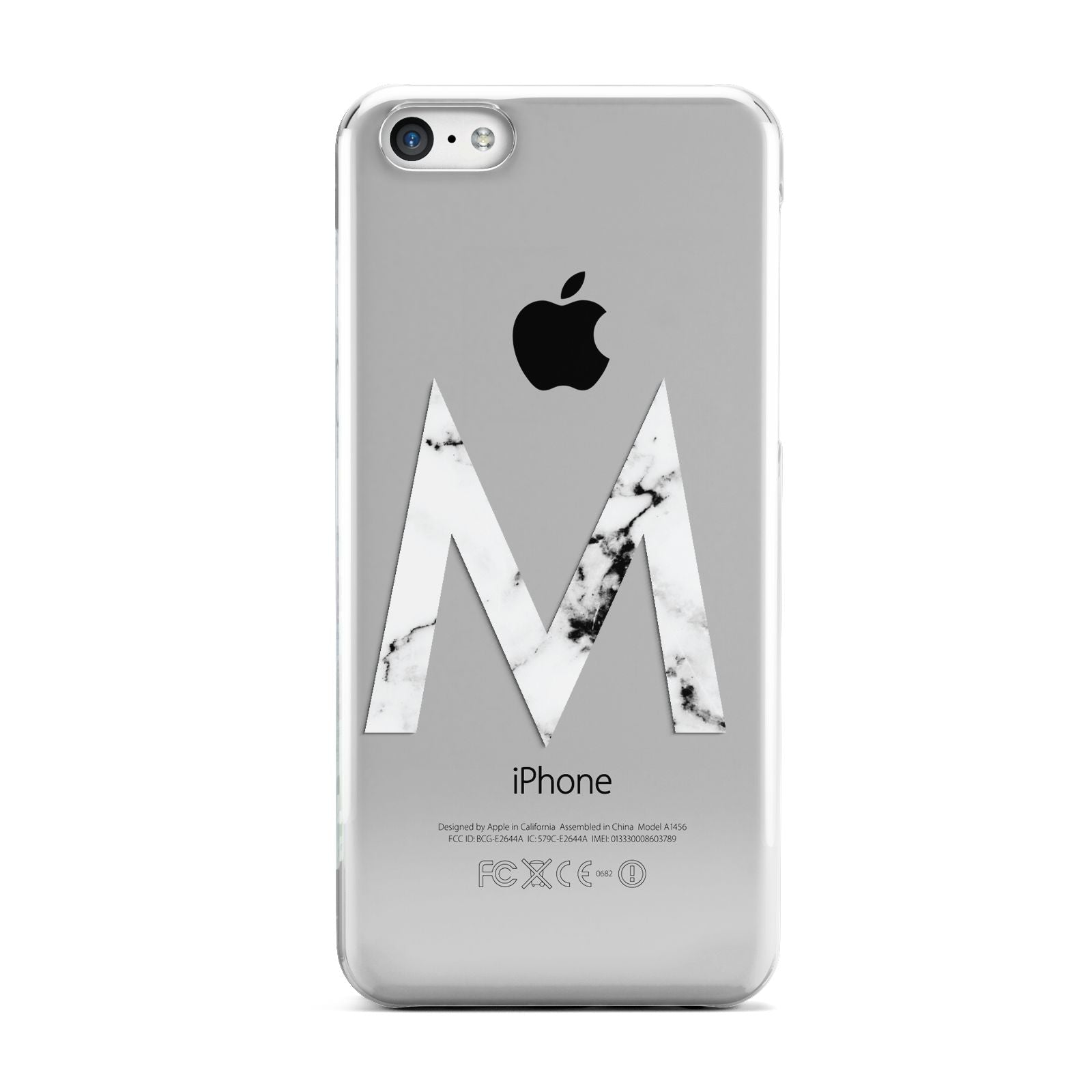 Personalised White Marble Initial Clear Custom Apple iPhone 5c Case