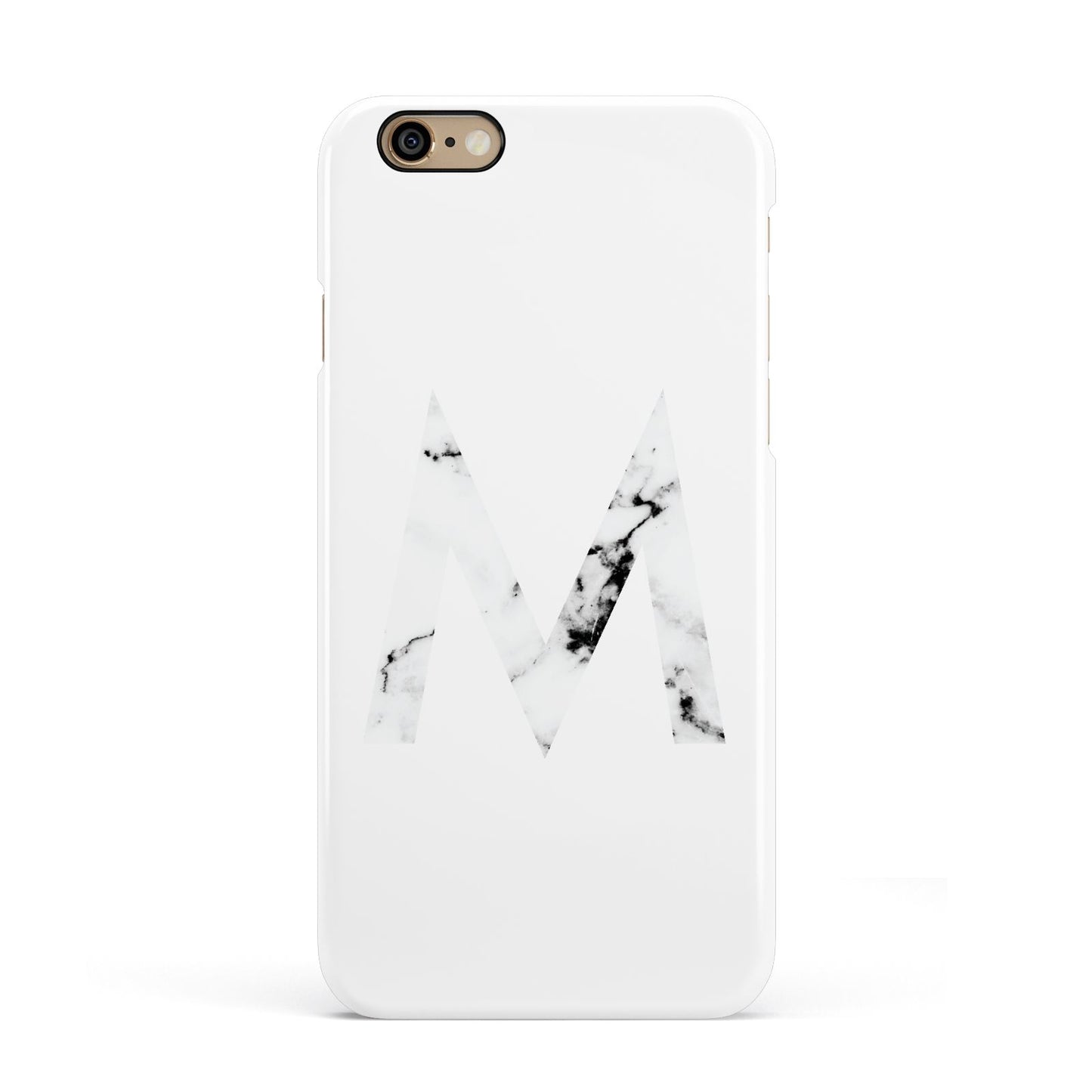 Personalised White Marble Initial Clear Custom Apple iPhone 6 3D Snap Case