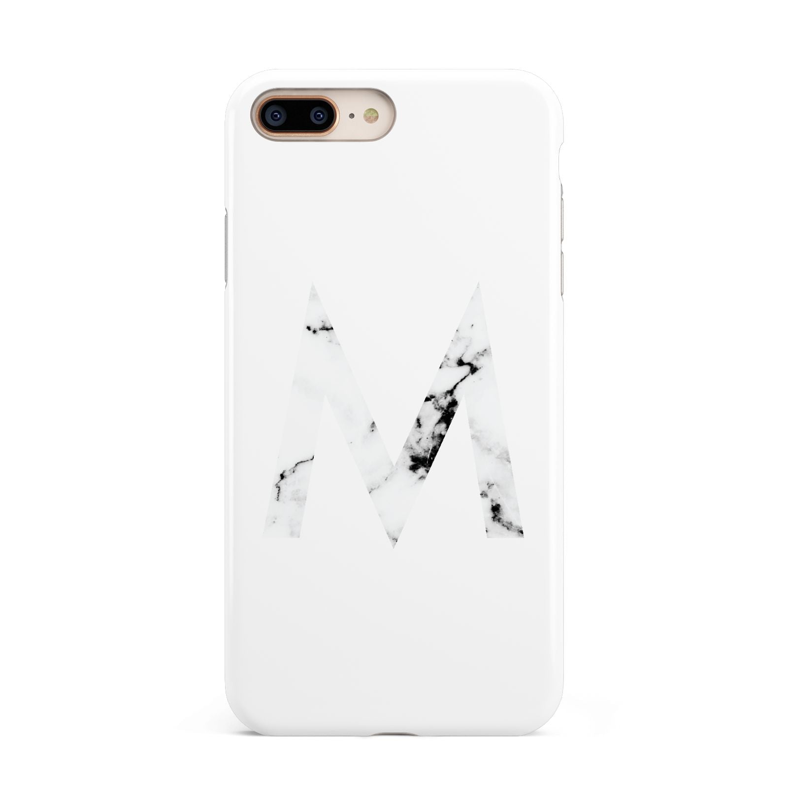 Personalised White Marble Initial Clear Custom Apple iPhone 7 8 Plus 3D Tough Case