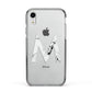 Personalised White Marble Initial Clear Custom Apple iPhone XR Impact Case Black Edge on Silver Phone