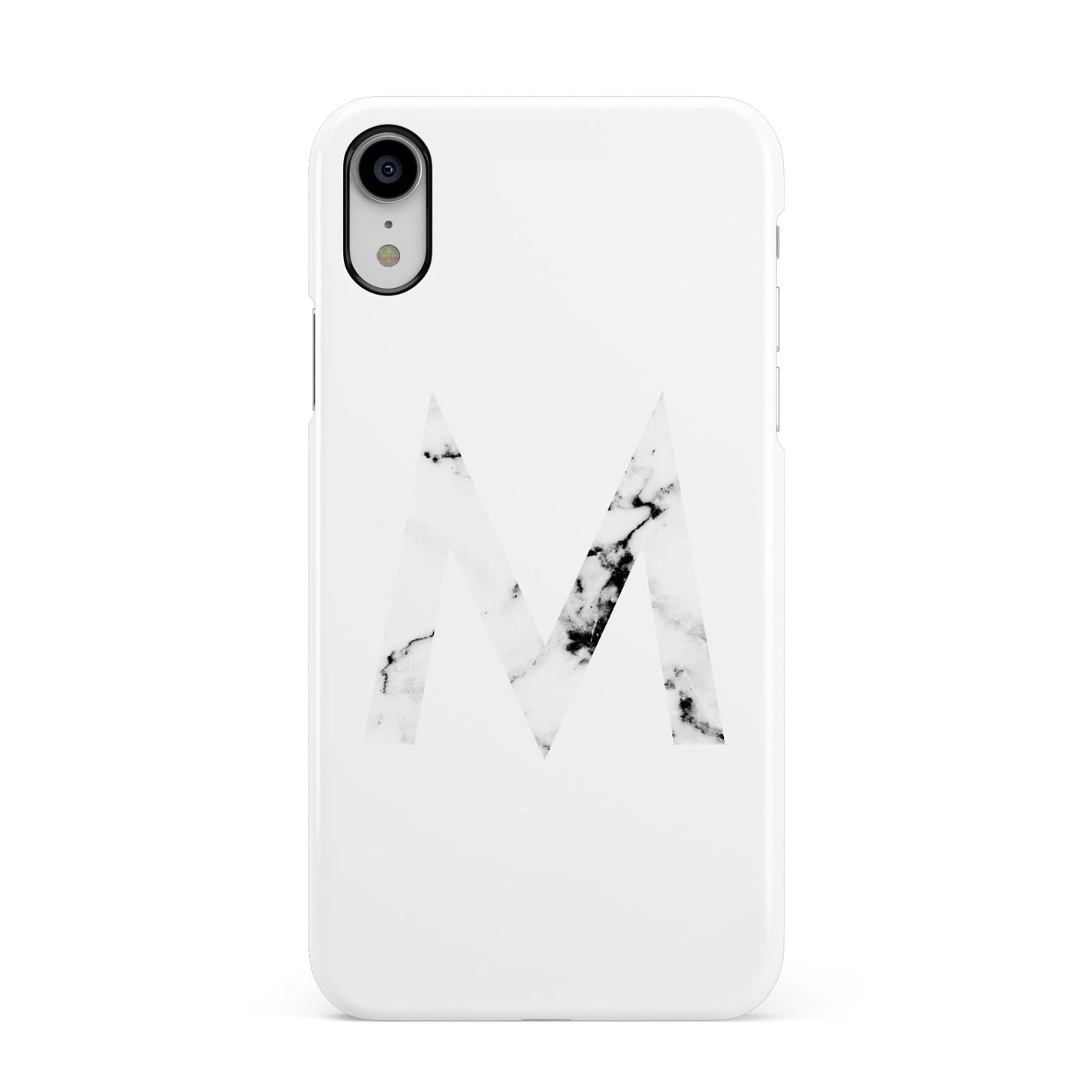 Personalised White Marble Initial Clear Custom Apple iPhone XR White 3D Snap Case