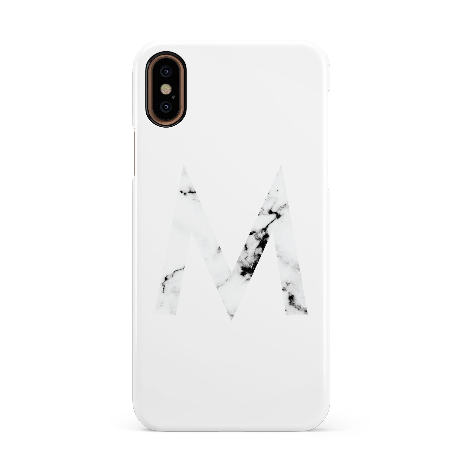 Personalised White Marble Initial Clear Custom Apple iPhone XS 3D Snap Case