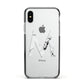 Personalised White Marble Initial Clear Custom Apple iPhone Xs Impact Case Black Edge on Silver Phone