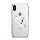 Personalised White Marble Initial Clear Custom Apple iPhone Xs Impact Case Pink Edge on Silver Phone