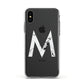 Personalised White Marble Initial Clear Custom Apple iPhone Xs Impact Case White Edge on Black Phone