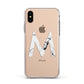 Personalised White Marble Initial Clear Custom Apple iPhone Xs Impact Case White Edge on Gold Phone