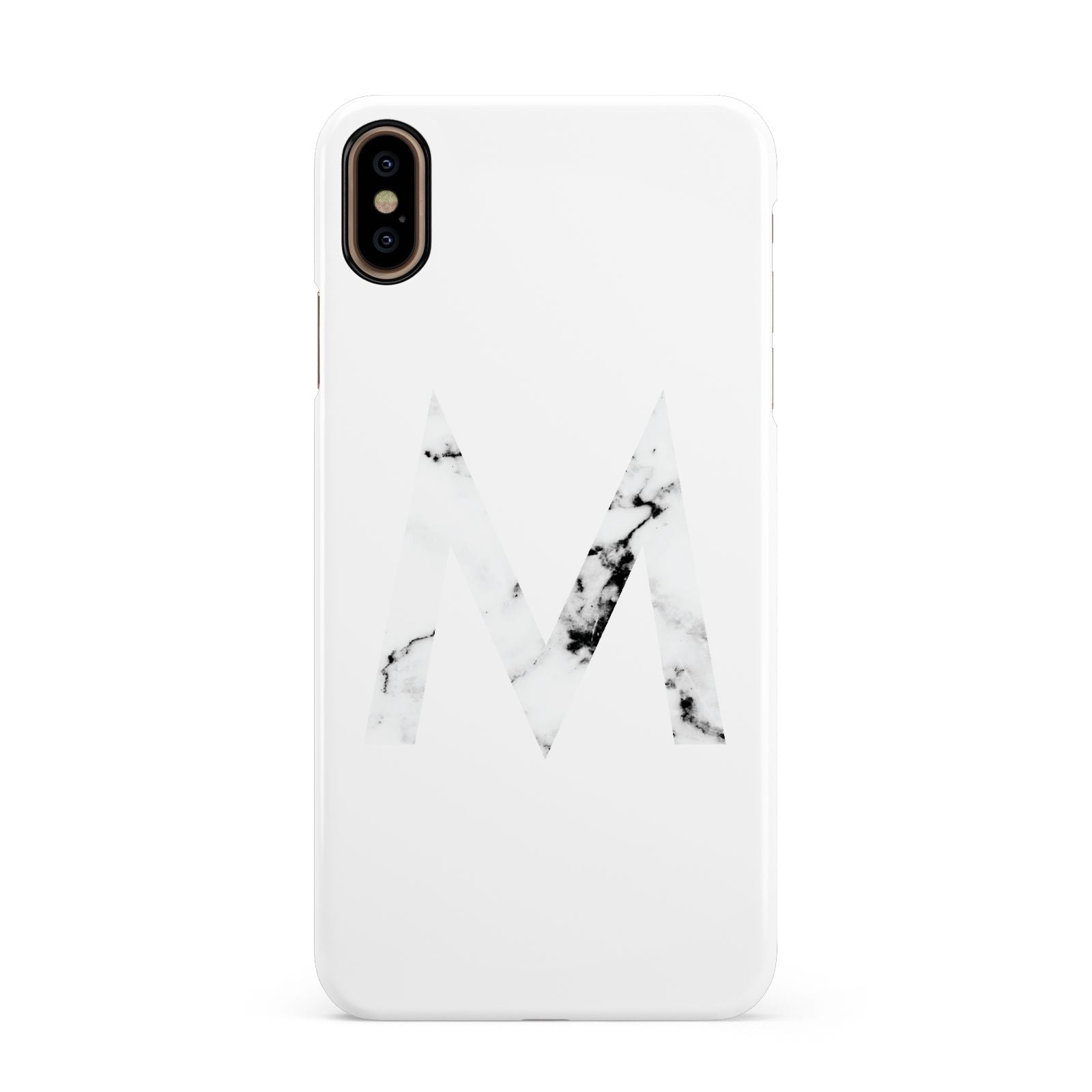 Personalised White Marble Initial Clear Custom Apple iPhone Xs Max 3D Snap Case