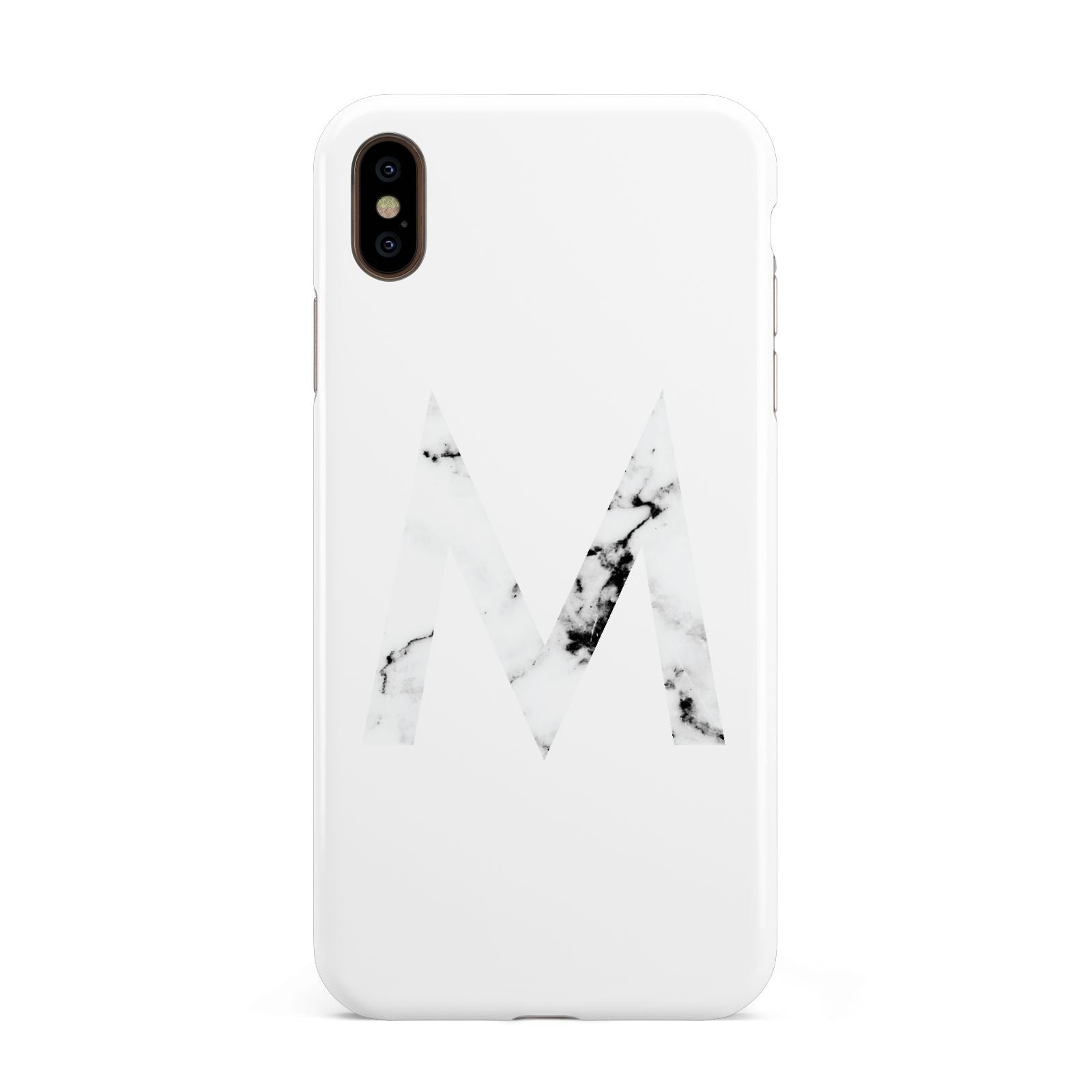 Personalised White Marble Initial Clear Custom Apple iPhone Xs Max 3D Tough Case