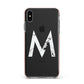 Personalised White Marble Initial Clear Custom Apple iPhone Xs Max Impact Case Pink Edge on Black Phone