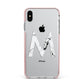 Personalised White Marble Initial Clear Custom Apple iPhone Xs Max Impact Case Pink Edge on Silver Phone