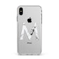 Personalised White Marble Initial Clear Custom Apple iPhone Xs Max Impact Case White Edge on Silver Phone