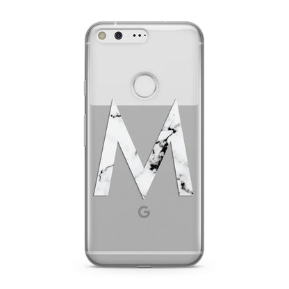 Personalised White Marble Initial Clear Custom Google Pixel Case