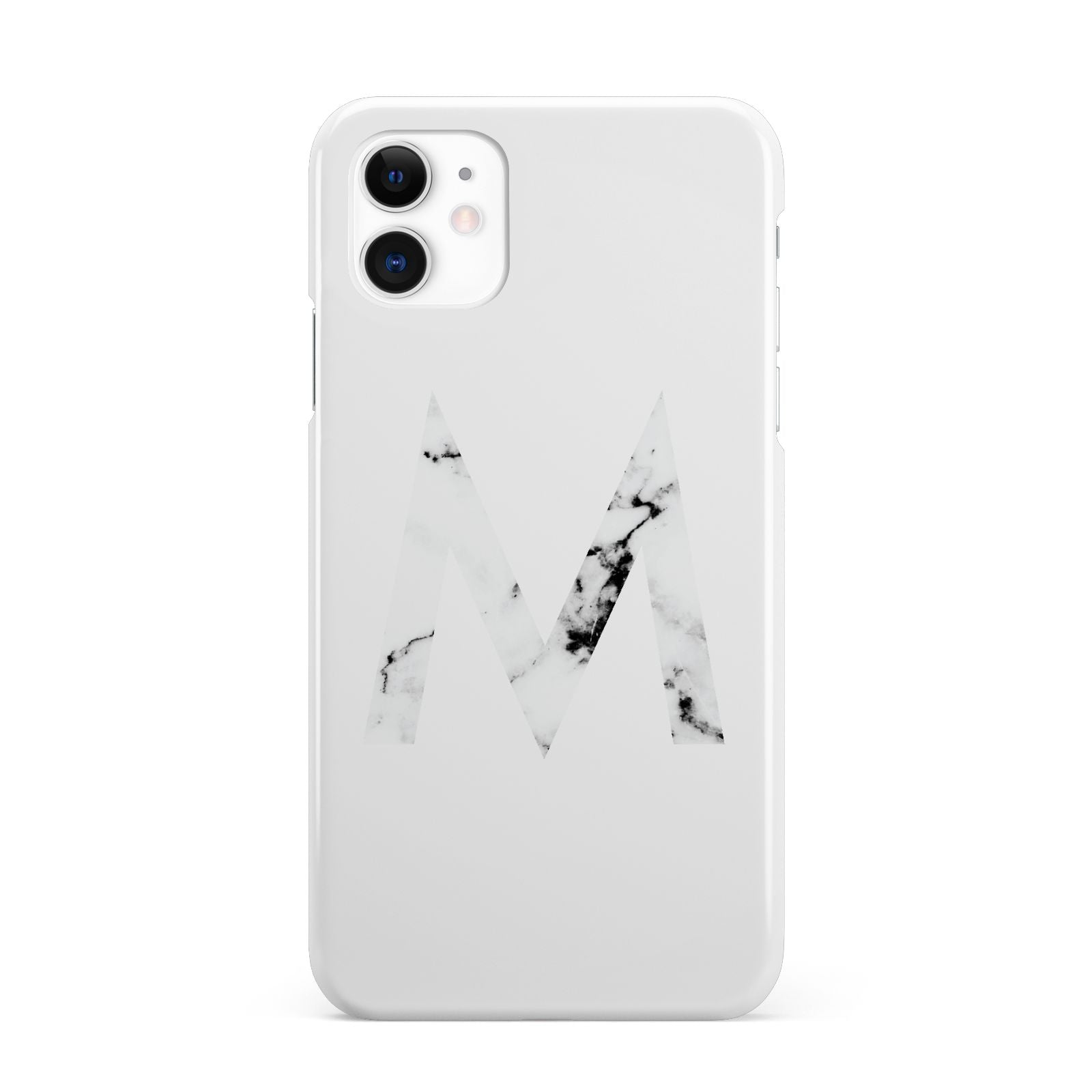 Personalised White Marble Initial Clear Custom iPhone 11 3D Snap Case
