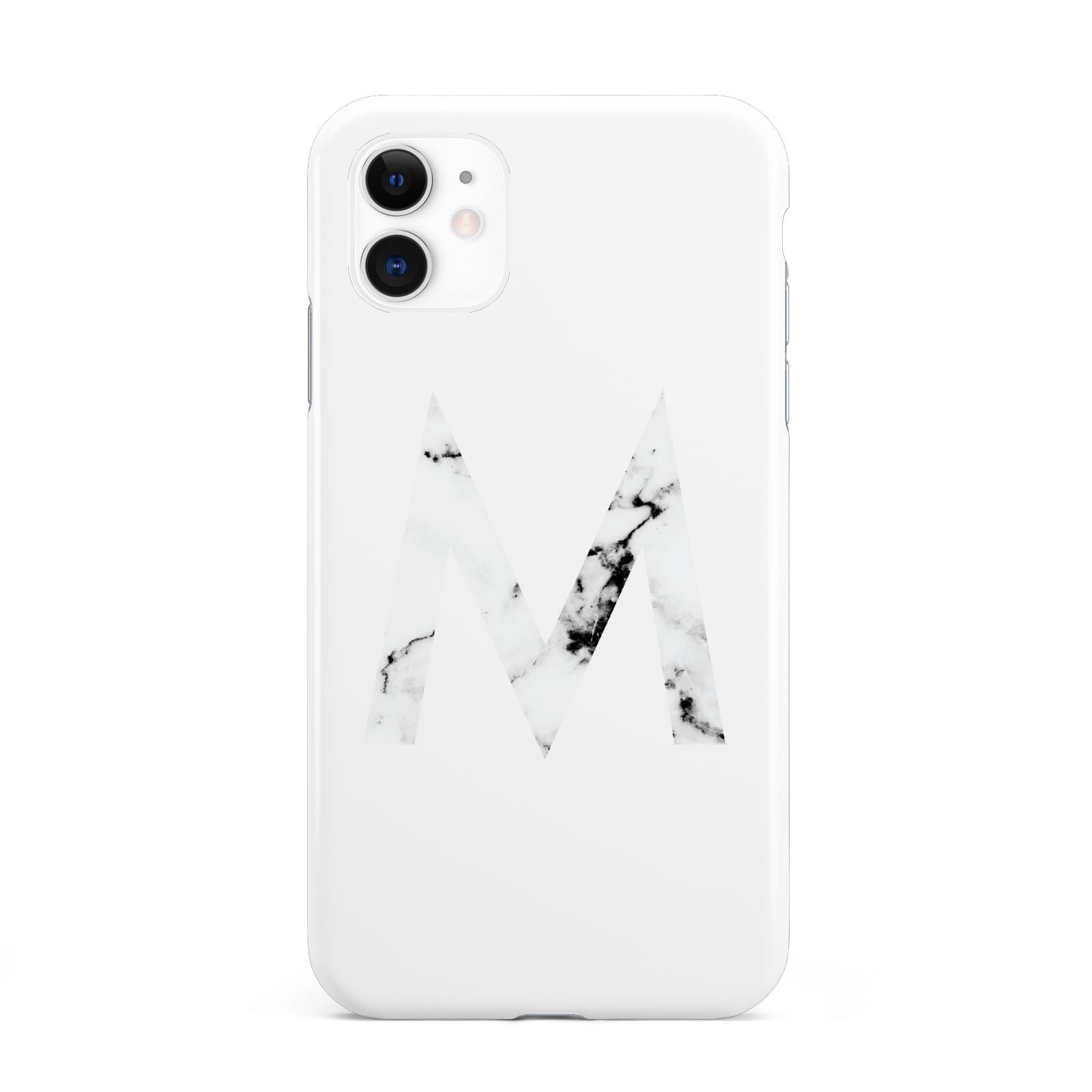 Personalised White Marble Initial Clear Custom iPhone 11 3D Tough Case