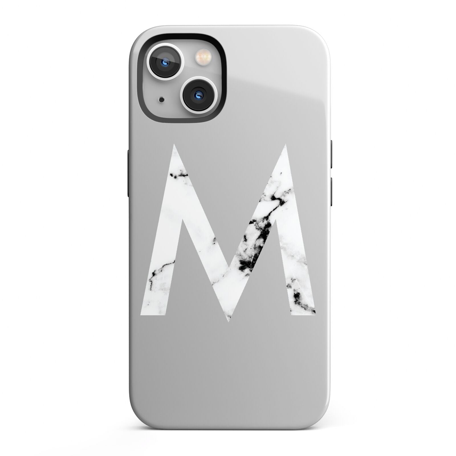 Personalised White Marble Initial Clear Custom iPhone 13 Full Wrap 3D Tough Case