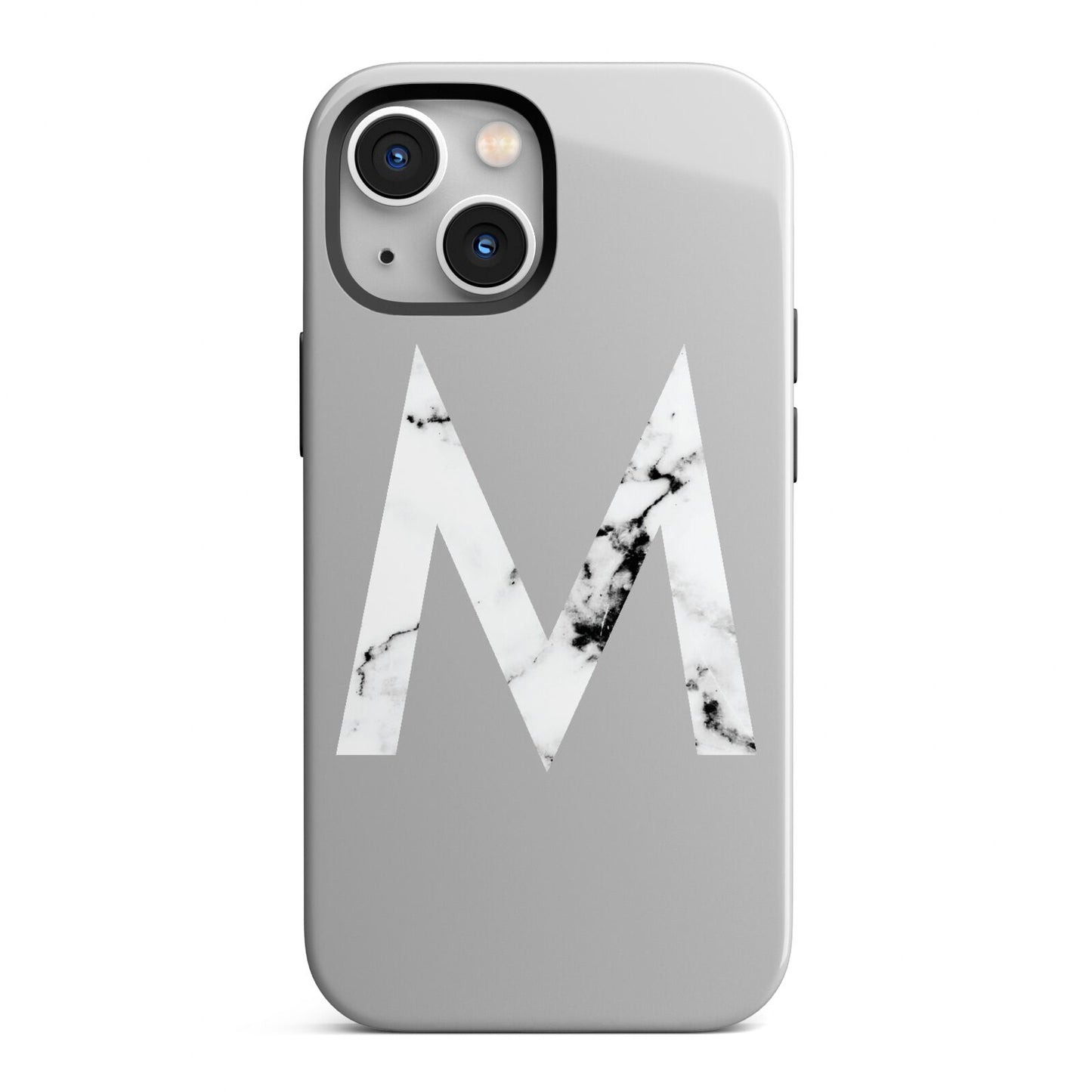 Personalised White Marble Initial Clear Custom iPhone 13 Mini Full Wrap 3D Tough Case