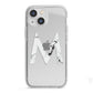 Personalised White Marble Initial Clear Custom iPhone 13 Mini TPU Impact Case with White Edges