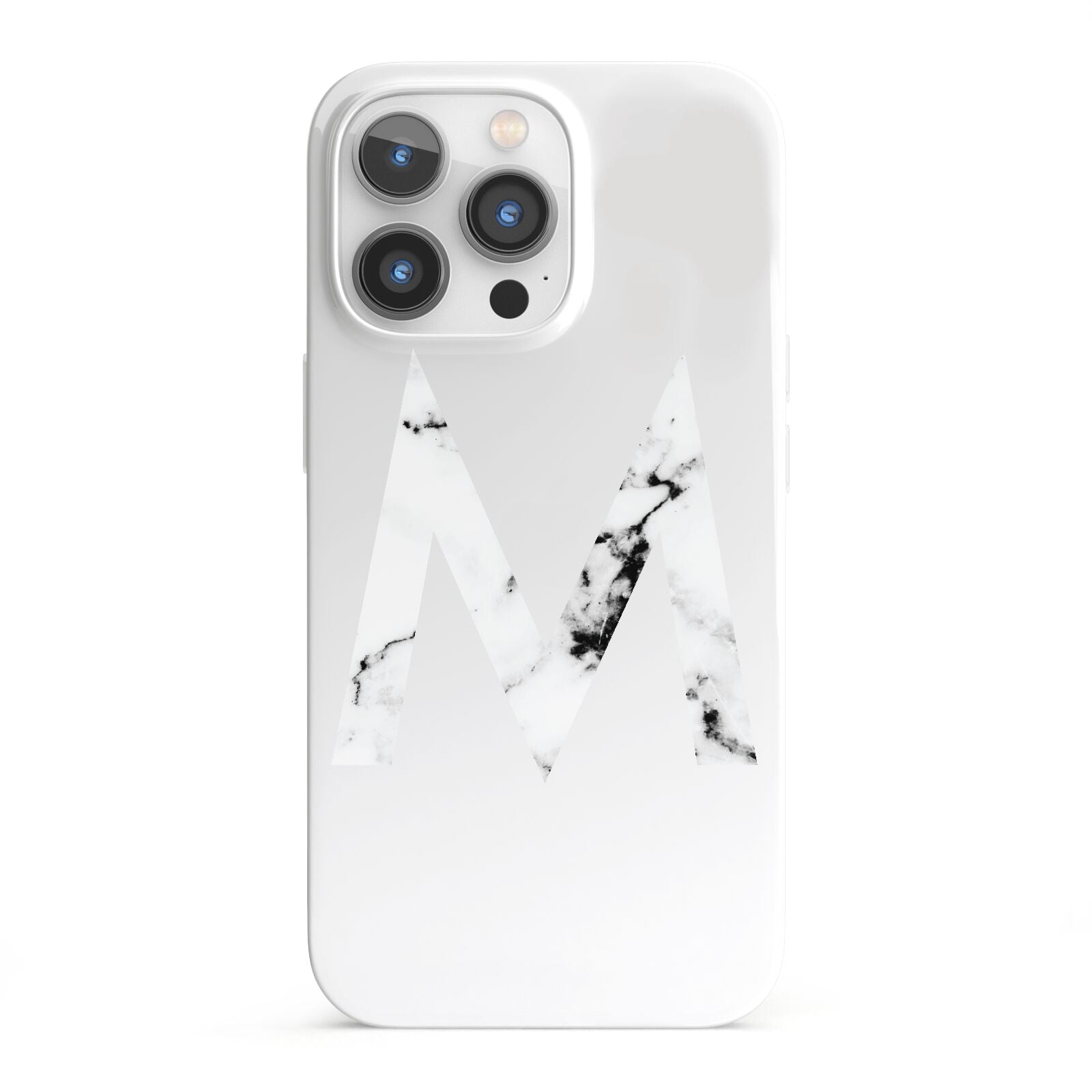 Personalised White Marble Initial Clear Custom iPhone 13 Pro Full Wrap 3D Snap Case