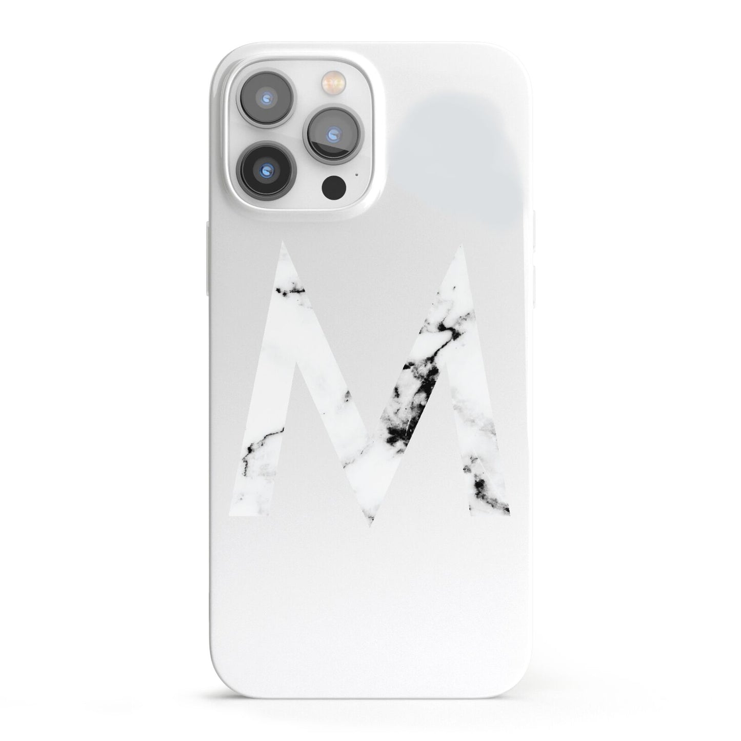 Personalised White Marble Initial Clear Custom iPhone 13 Pro Max Full Wrap 3D Snap Case