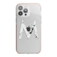 Personalised White Marble Initial Clear Custom iPhone 13 Pro Max TPU Impact Case with Pink Edges