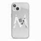 Personalised White Marble Initial Clear Custom iPhone 13 TPU Impact Case with White Edges