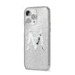 Personalised White Marble Initial Clear Custom iPhone 14 Pro Max Glitter Tough Case Silver Angled Image