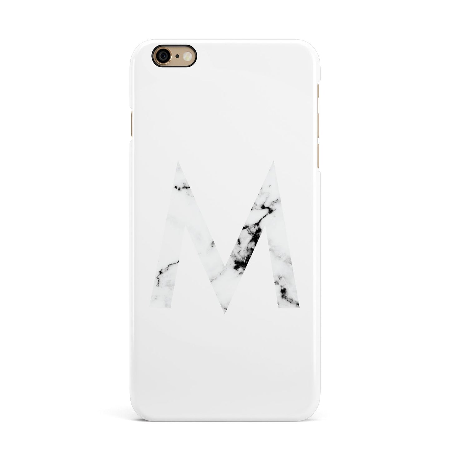 Personalised White Marble Initial Clear Custom iPhone 6 Plus 3D Snap Case on Gold Phone