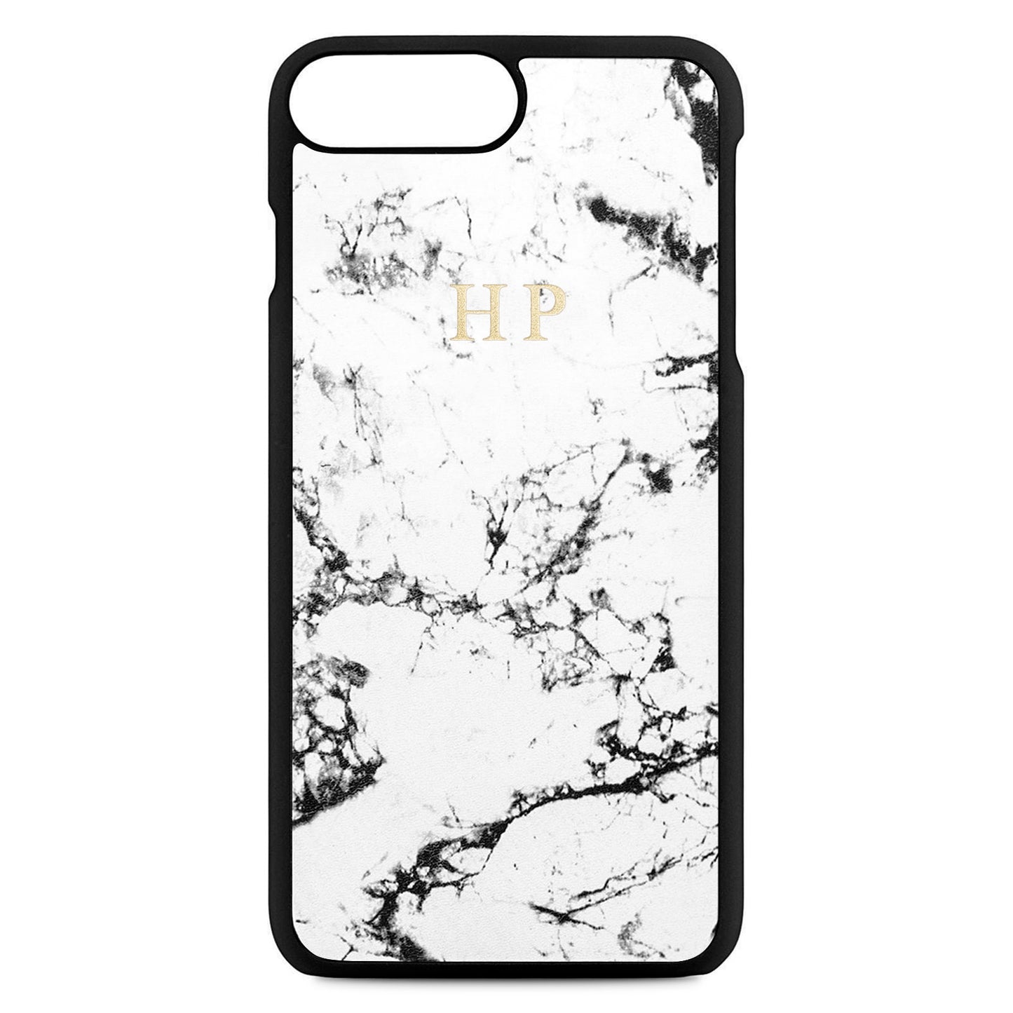Personalised White Marble Leather iPhone 8 Plus Case
