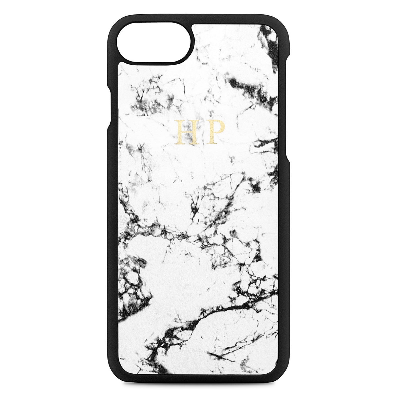 Personalised White Marble Leather iPhone Case