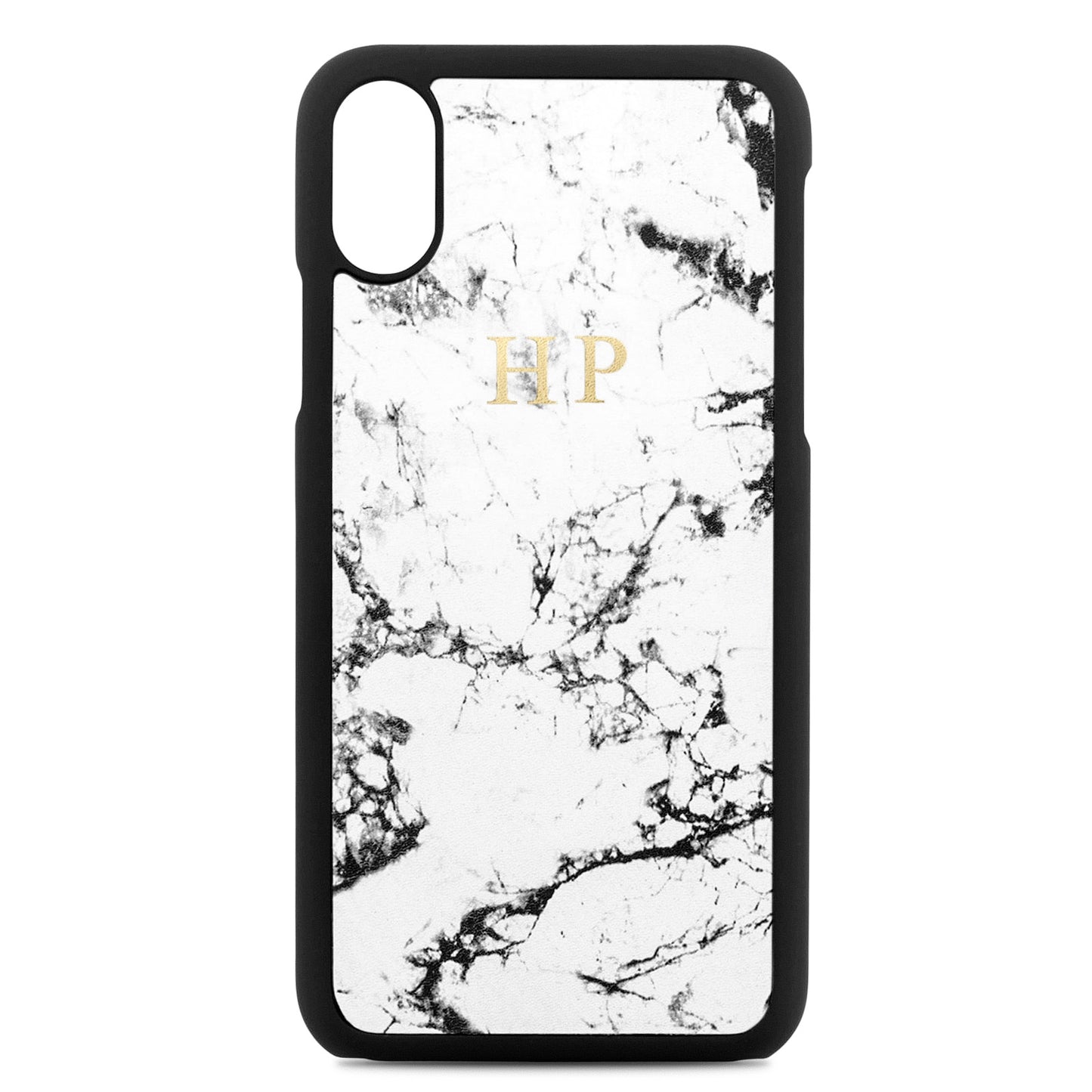 Personalised White Marble Leather iPhone X Case