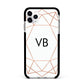 Personalised White Rose Gold Initials Geometric Apple iPhone 11 Pro Max in Silver with Black Impact Case