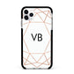 Personalised White Rose Gold Initials Geometric Apple iPhone 11 Pro Max in Silver with Black Impact Case
