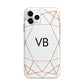 Personalised White Rose Gold Initials Geometric Apple iPhone 11 Pro Max in Silver with Bumper Case