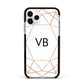 Personalised White Rose Gold Initials Geometric Apple iPhone 11 Pro in Silver with Black Impact Case