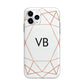 Personalised White Rose Gold Initials Geometric Apple iPhone 11 Pro in Silver with Bumper Case
