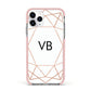 Personalised White Rose Gold Initials Geometric Apple iPhone 11 Pro in Silver with Pink Impact Case