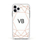 Personalised White Rose Gold Initials Geometric Apple iPhone 11 Pro in Silver with White Impact Case