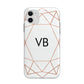 Personalised White Rose Gold Initials Geometric Apple iPhone 11 in White with Bumper Case