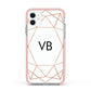 Personalised White Rose Gold Initials Geometric Apple iPhone 11 in White with Pink Impact Case