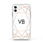 Personalised White Rose Gold Initials Geometric Apple iPhone 11 in White with White Impact Case