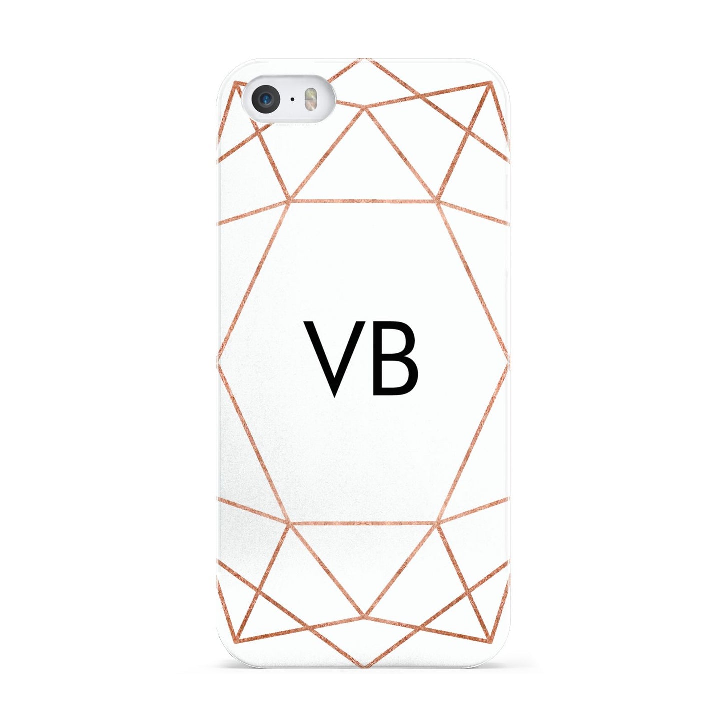 Personalised White Rose Gold Initials Geometric Apple iPhone 5 Case