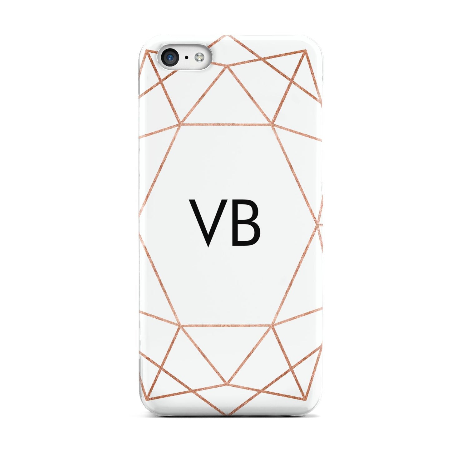 Personalised White Rose Gold Initials Geometric Apple iPhone 5c Case