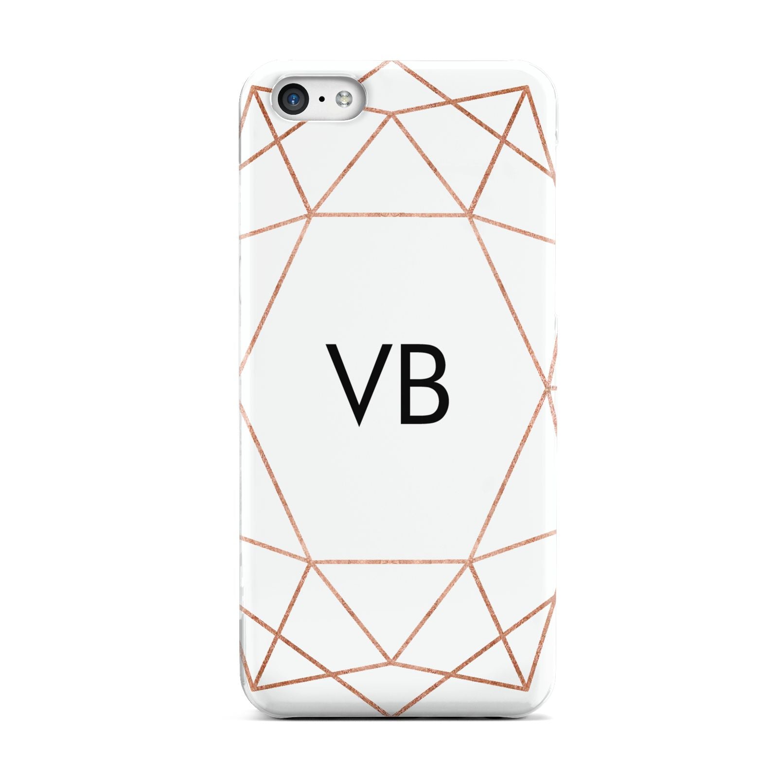 Personalised White Rose Gold Initials Geometric Apple iPhone 5c Case