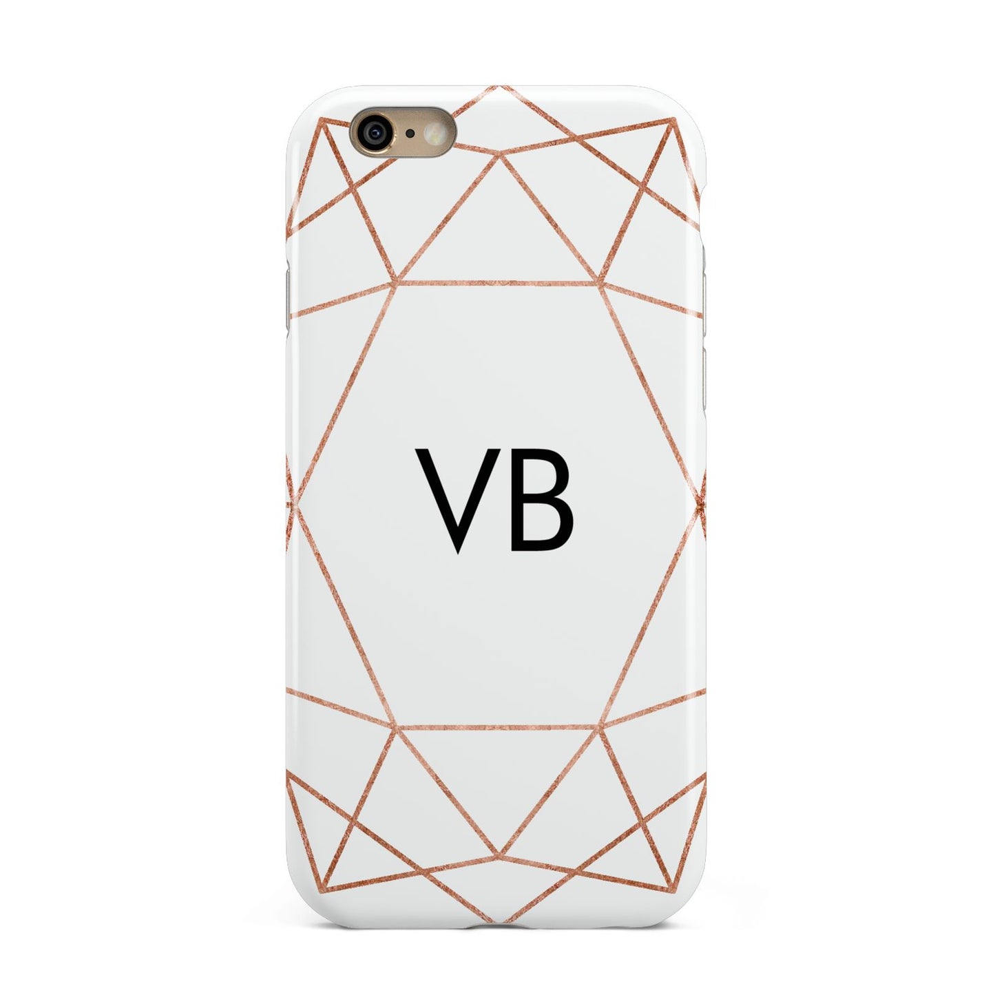 Personalised White Rose Gold Initials Geometric Apple iPhone 6 3D Tough Case
